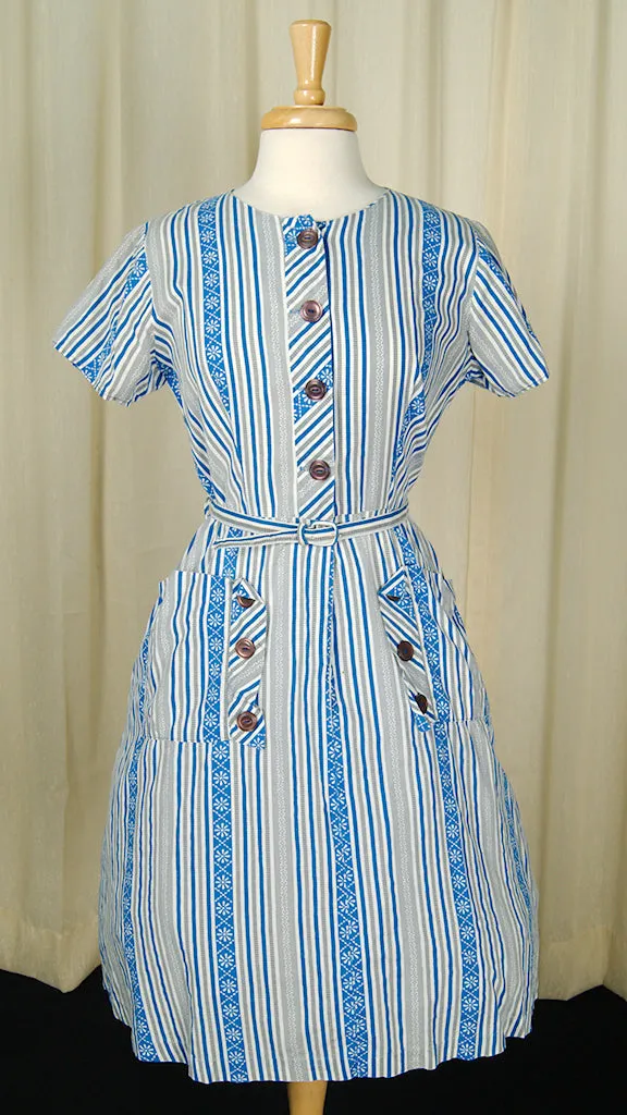 1950s Striped Pocket Day Dress