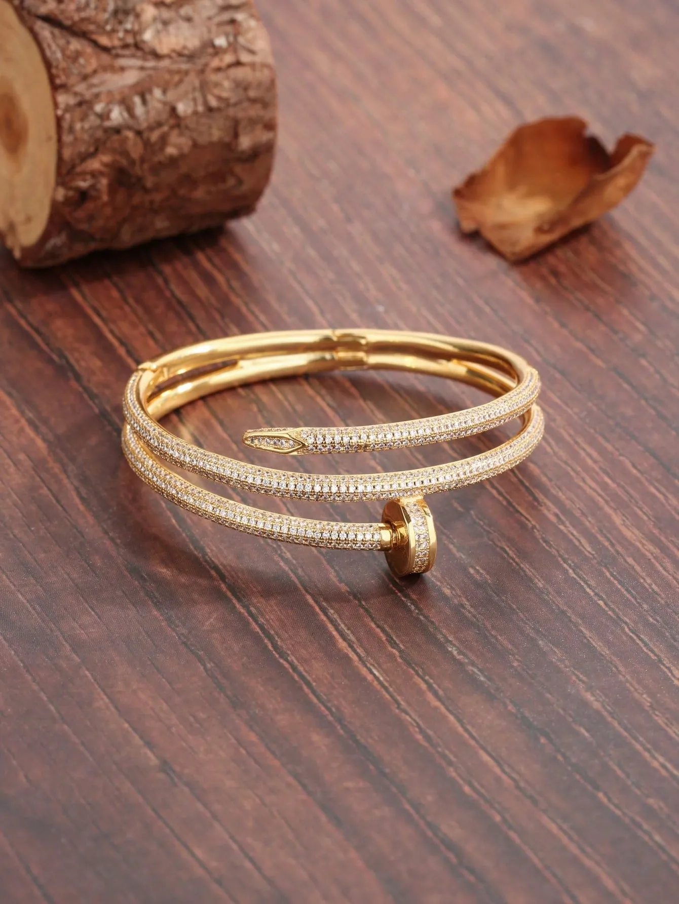 1pc Glamorous Cubic Zirconia Decor Bangle For Women For Daily Decoration