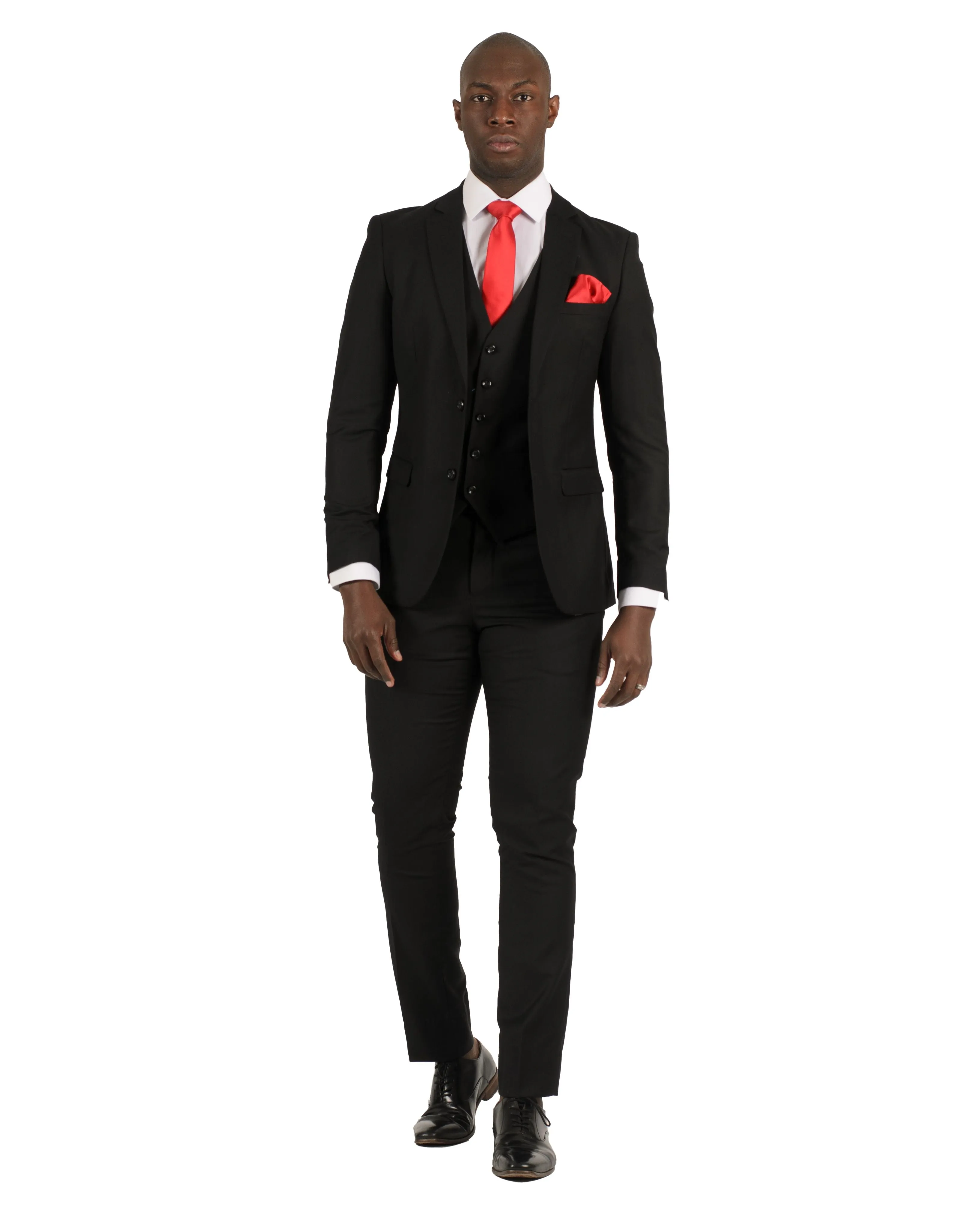 2 Button Notch Lapel Black Slim Fit Suit FF2SV-4030