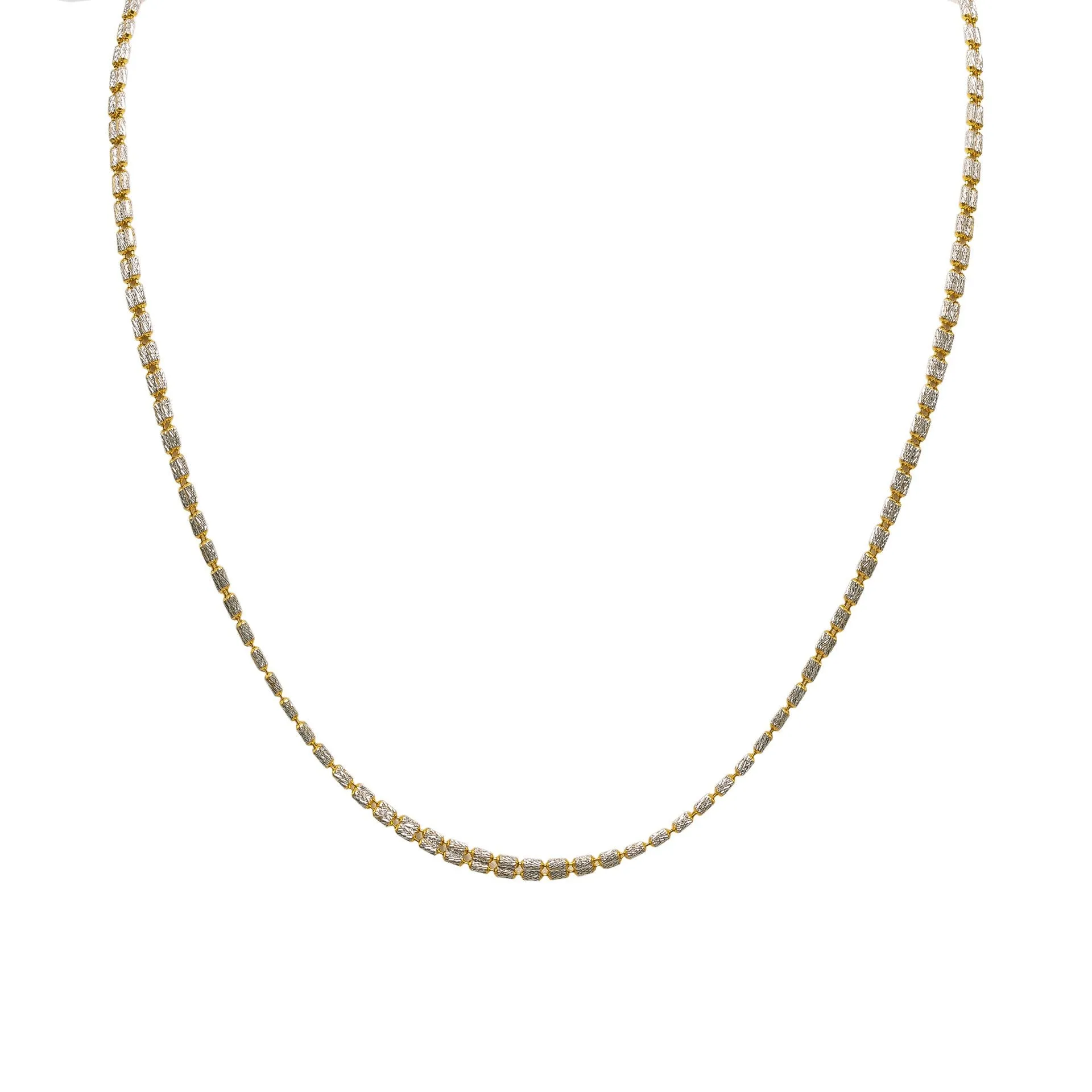 22K Multi Tone Gold Chain W/ Double Clustered Beaded Chain