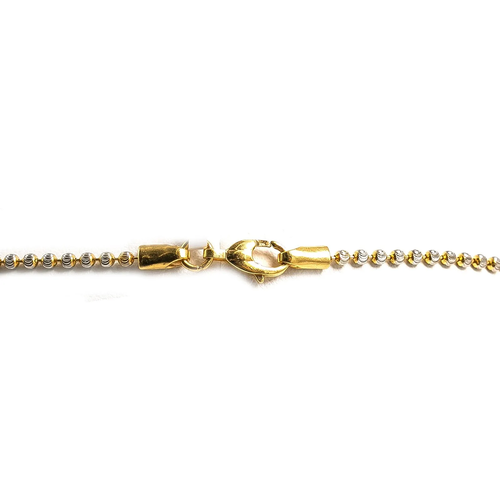 22K Multi Tone Gold Chain W/ Draped Strands & Textured Side Ball Accents