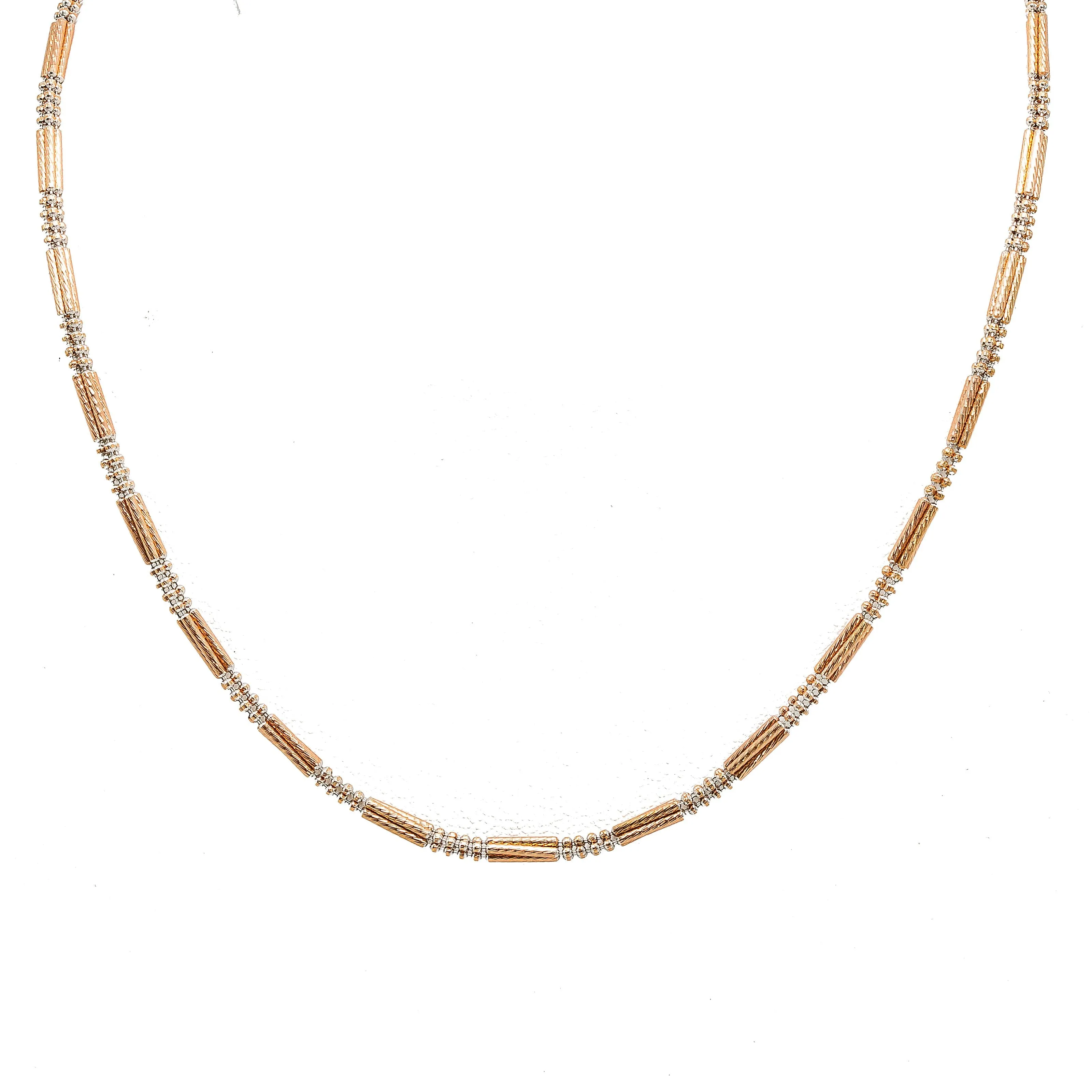 22K Multi Tone Gold Chain W/ Rounded Bead Link