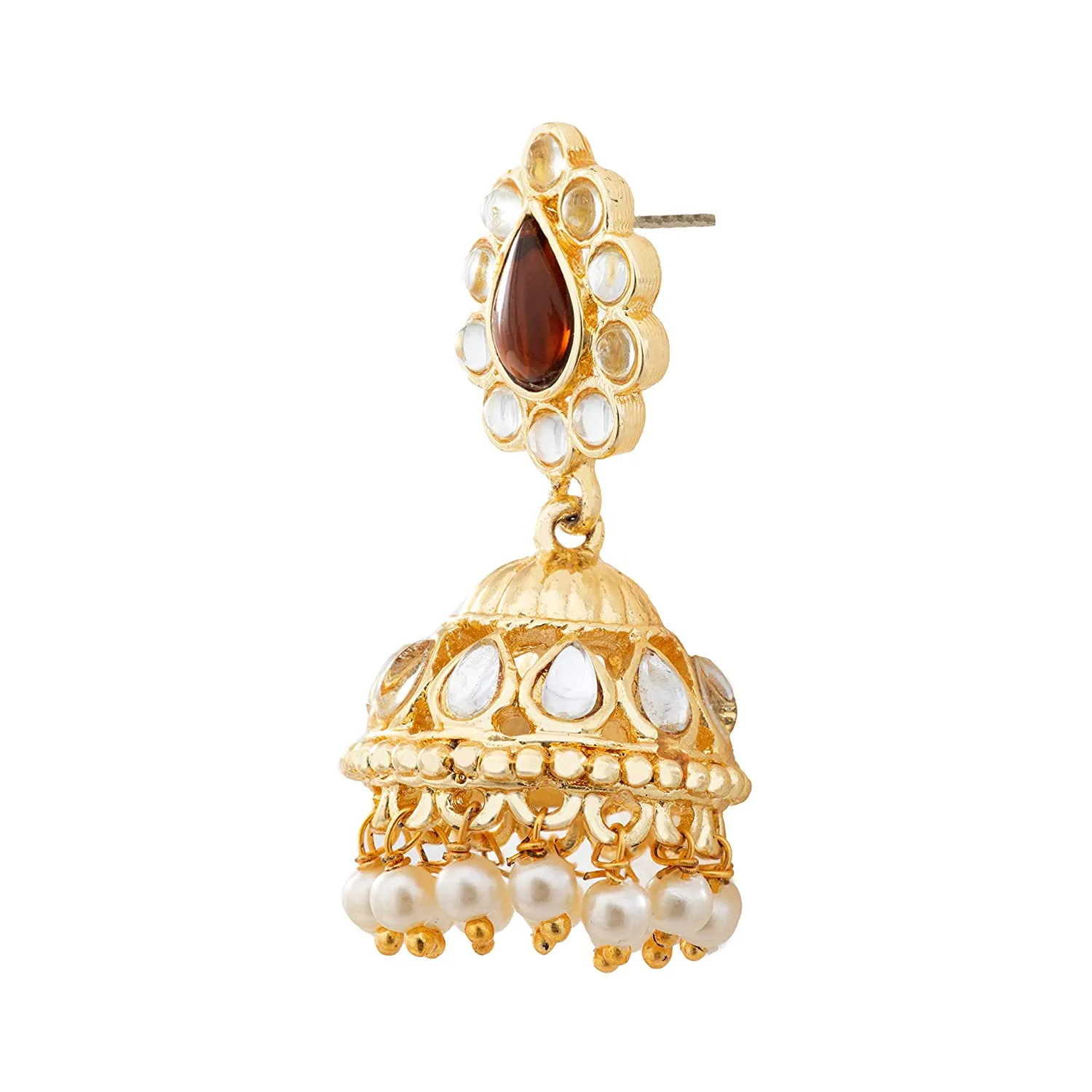 24Kt Gold Plated Kundan amber Jhumkis