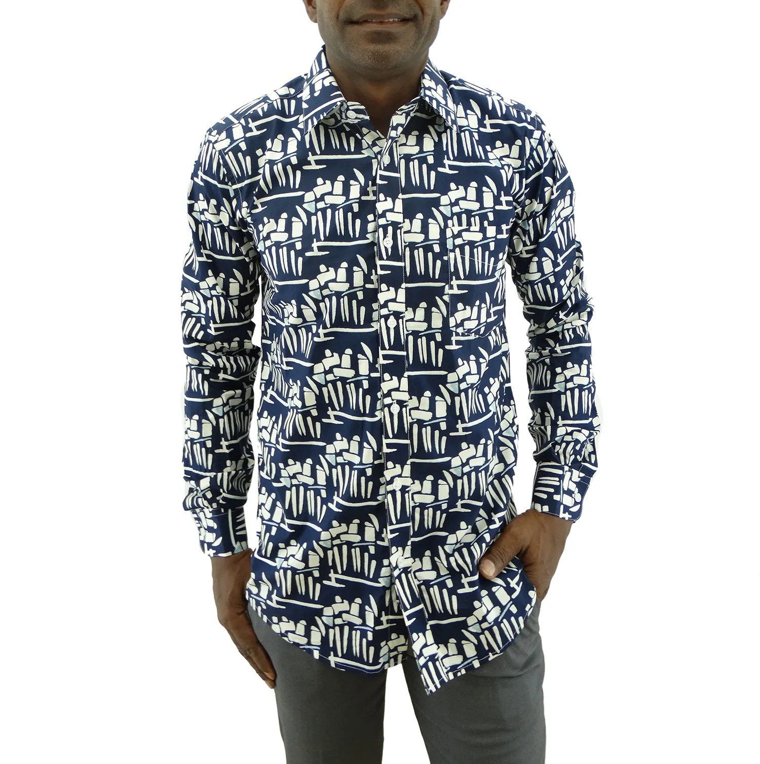 265-1450 Bellinne Printed L/S Men Shirt Multicolor Size S-XXXL