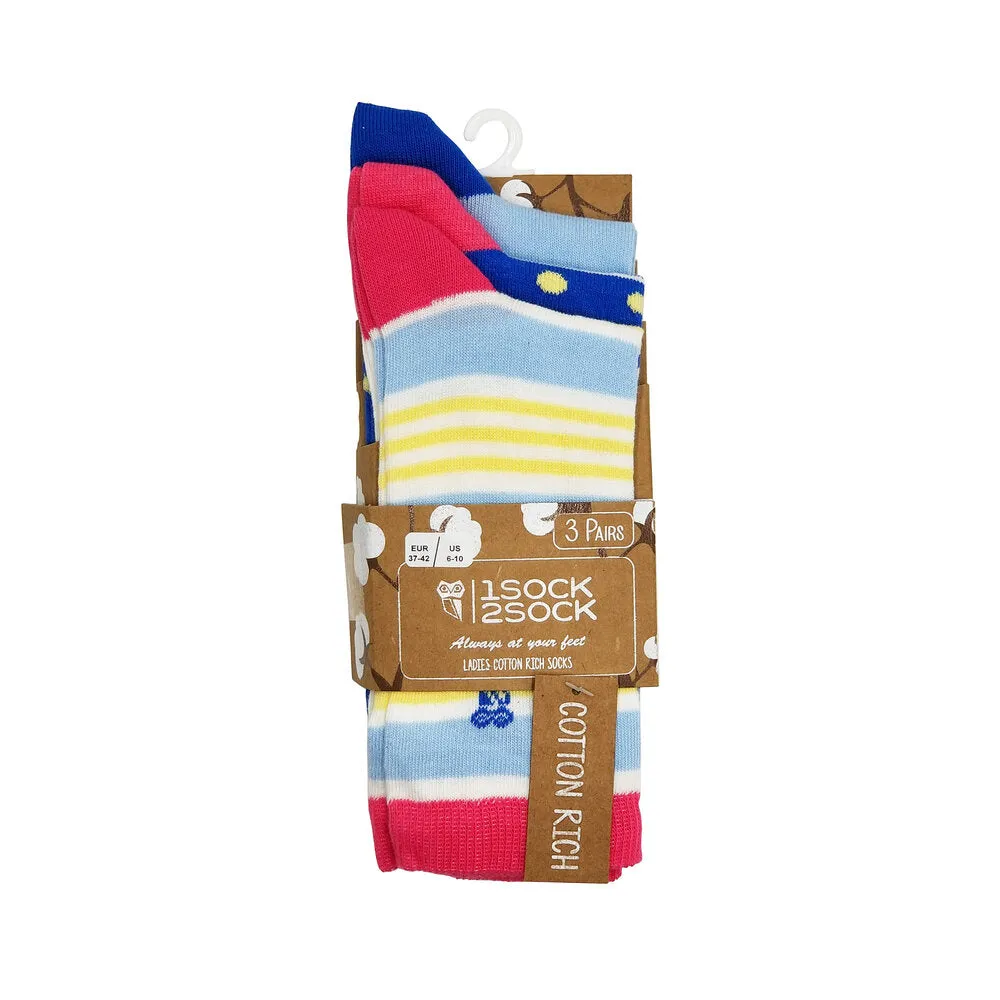 3 PACK COLORFUL COTTON SOCKS