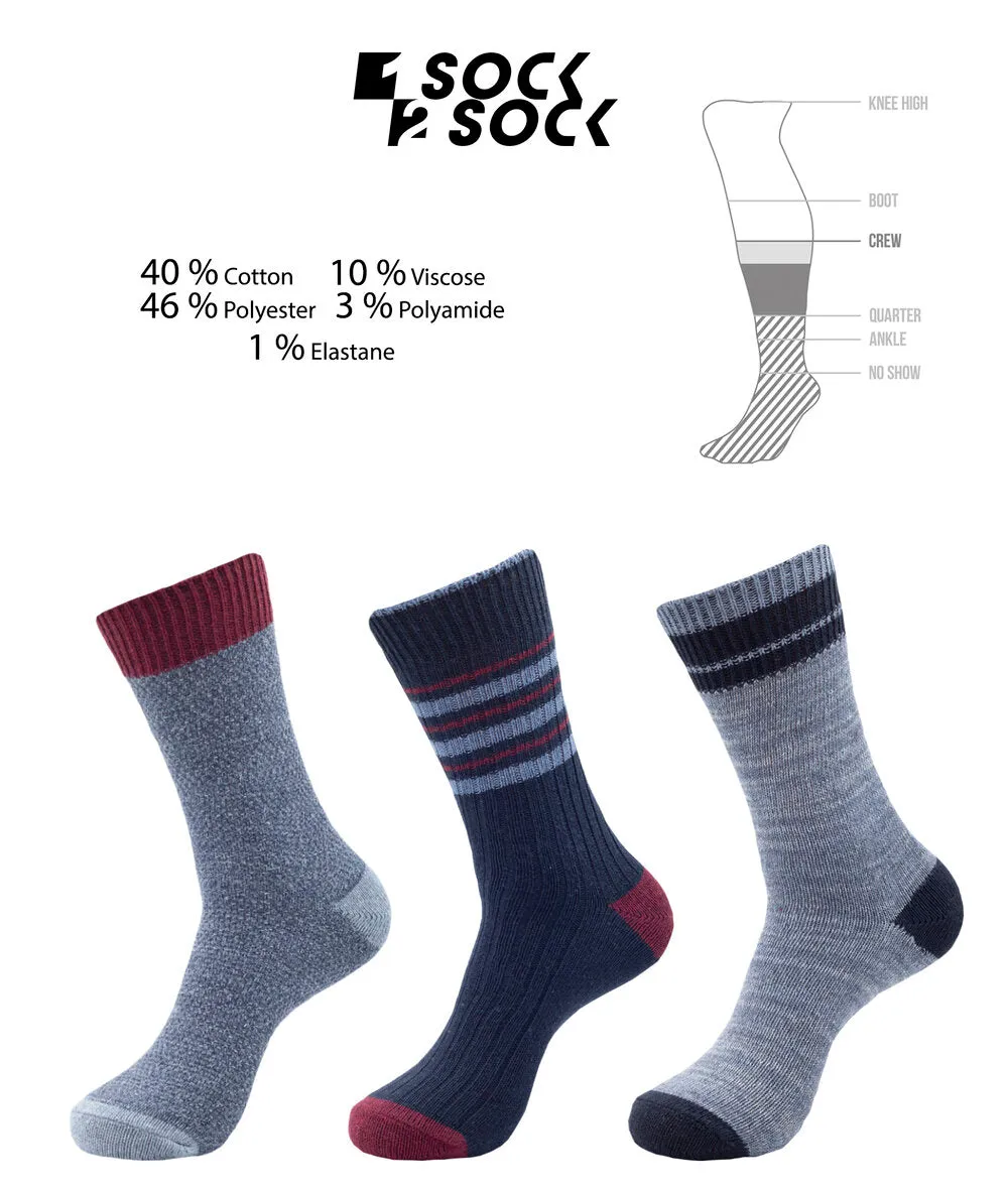 3 PACK COMFORT BOOT SOCKS BLUE