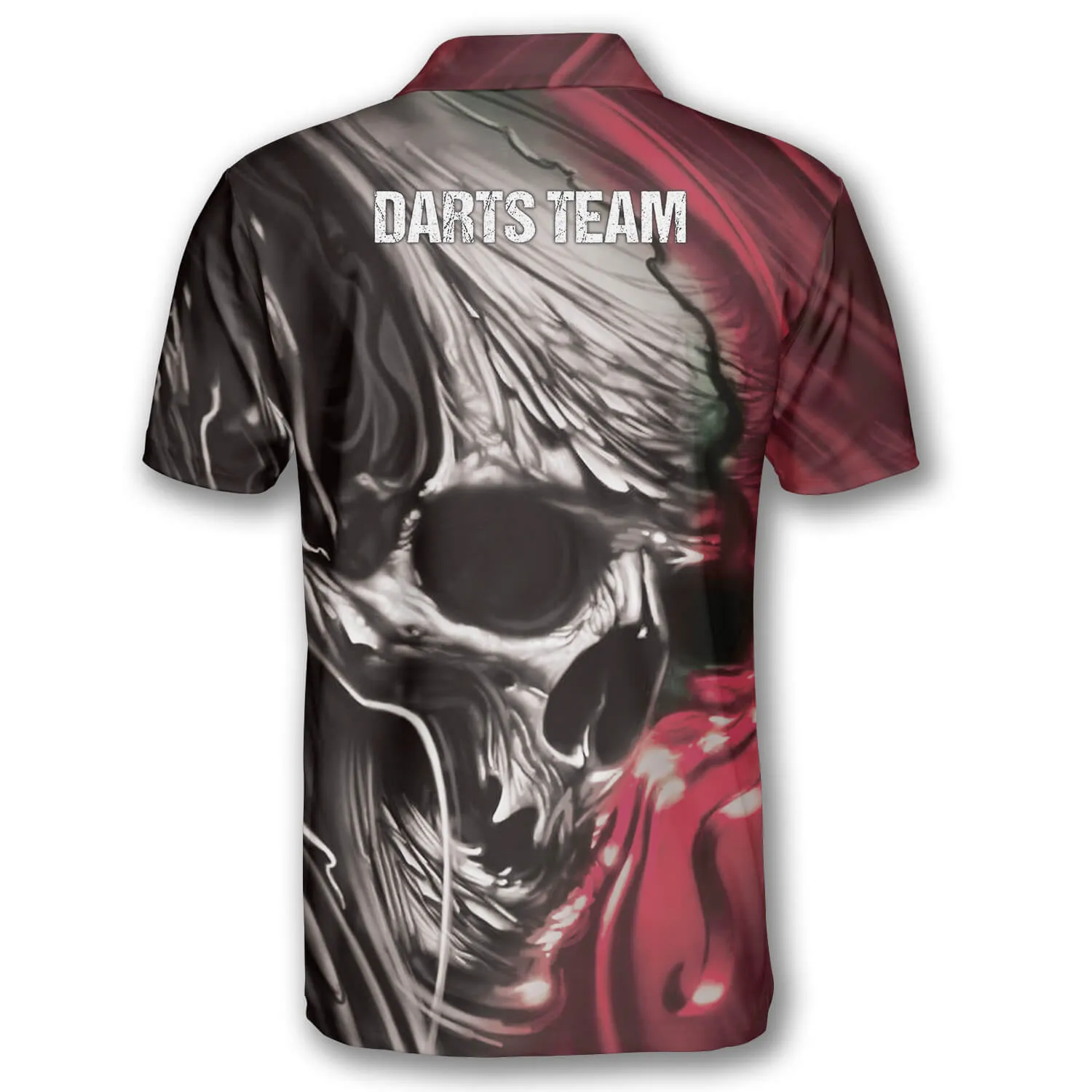 3D All Over Print Dart Polo Shirt, Skull BR Custom Darts Shirts for Men, Red Skull Dart Shirt