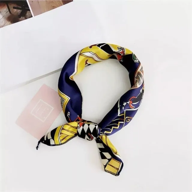 50*50cm Silk Scarves Soft Hair Tie Neckerchief Foulard Muffler Small Square Scarf