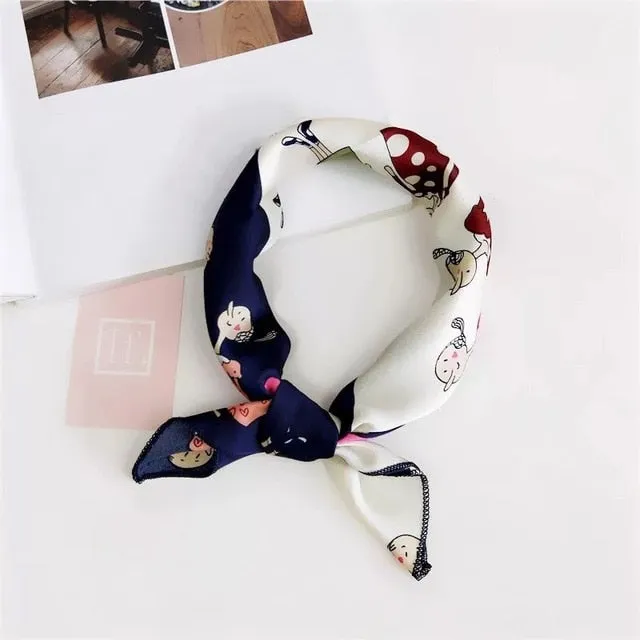 50*50cm Silk Scarves Soft Hair Tie Neckerchief Foulard Muffler Small Square Scarf