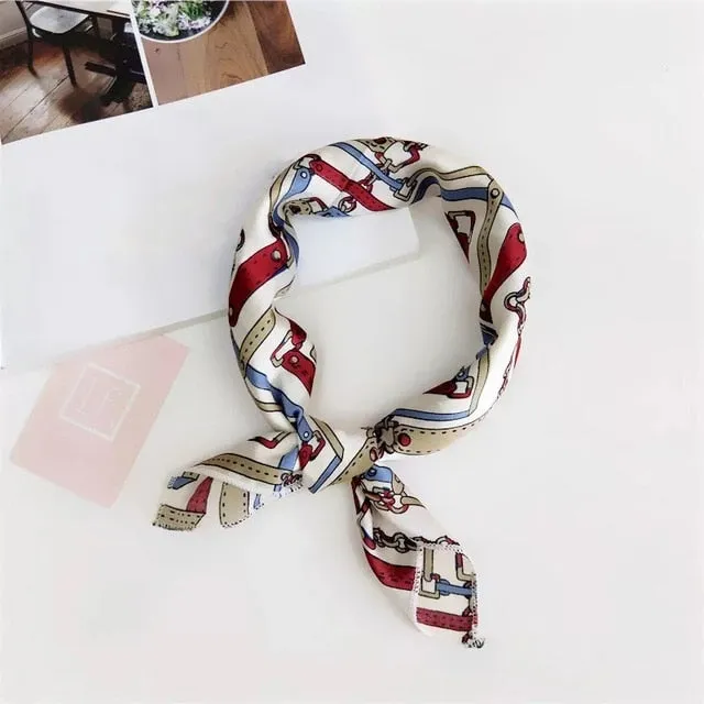 50*50cm Silk Scarves Soft Hair Tie Neckerchief Foulard Muffler Small Square Scarf