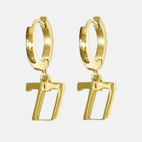 77 Number Earring - Gold Plated Stainless Steel