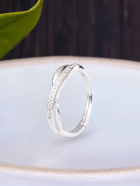 925 Sterling Silver Adjustable Crystal Ring