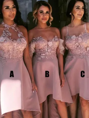 A-line Halter/Sweetheart/Spaghetti Strap High-Low Chiffon Bridesmaid Dresses HX0018