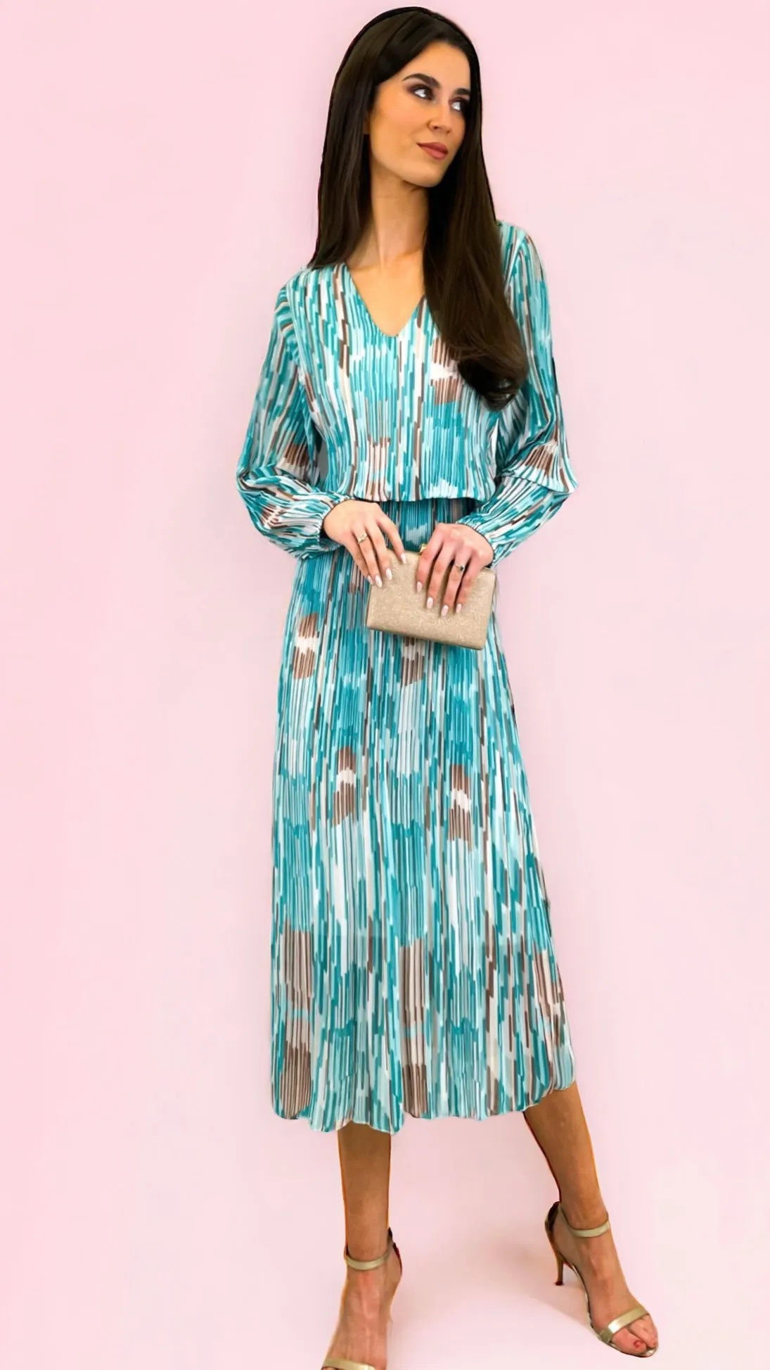 A1501 Simona Aqua Print Loose Top Dress