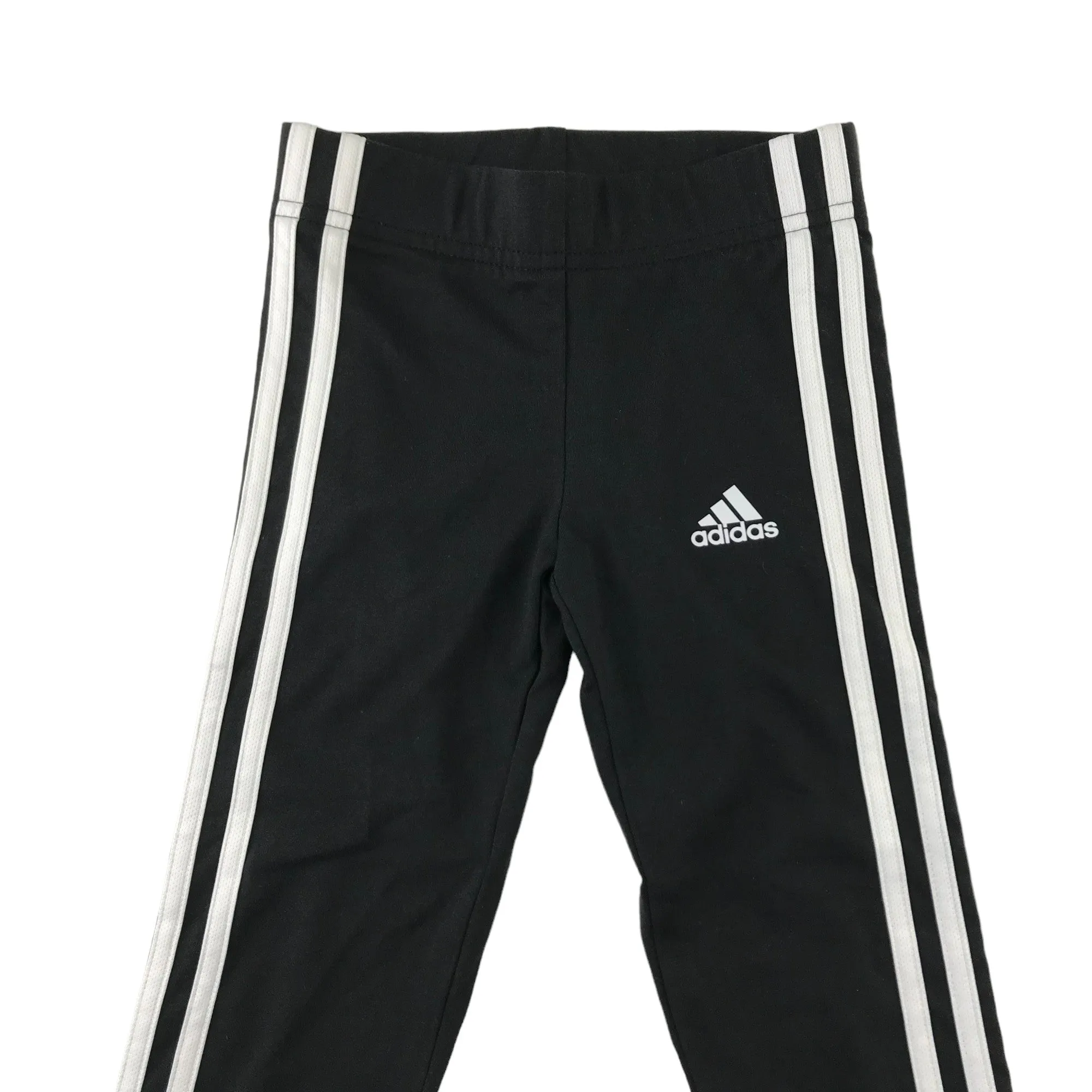 Adidas sport leggings 5-6 years black cotton blend with white stripes