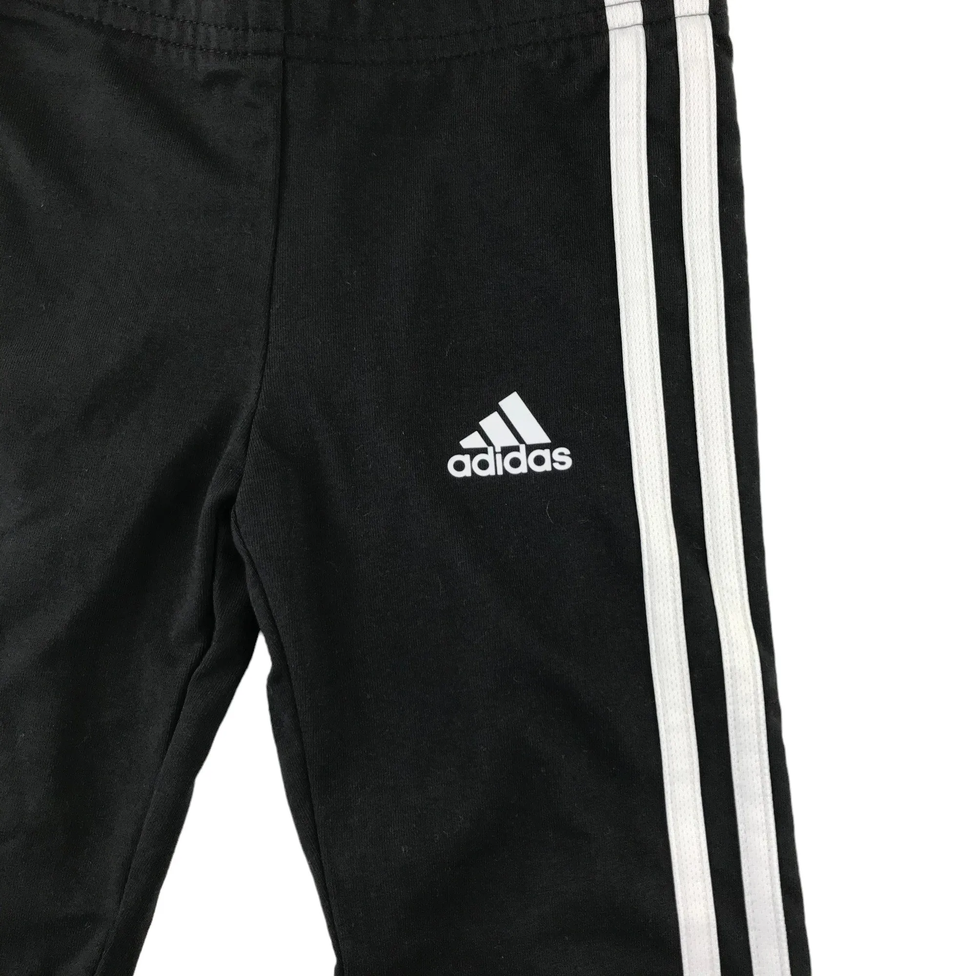 Adidas sport leggings 5-6 years black cotton blend with white stripes