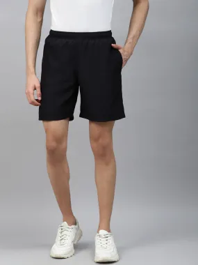 Alcis Men Black Solid Slim Fit Sports Shorts