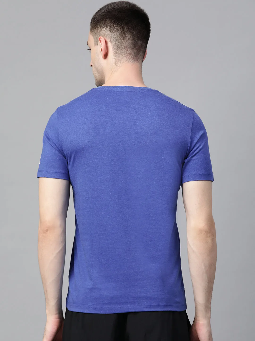 Alcis Men Blue Black Printed Round Neck T-shirt