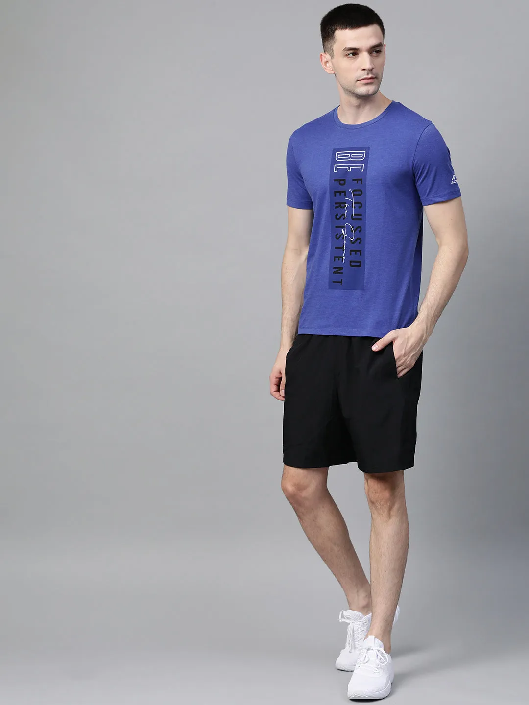 Alcis Men Blue Black Printed Round Neck T-shirt