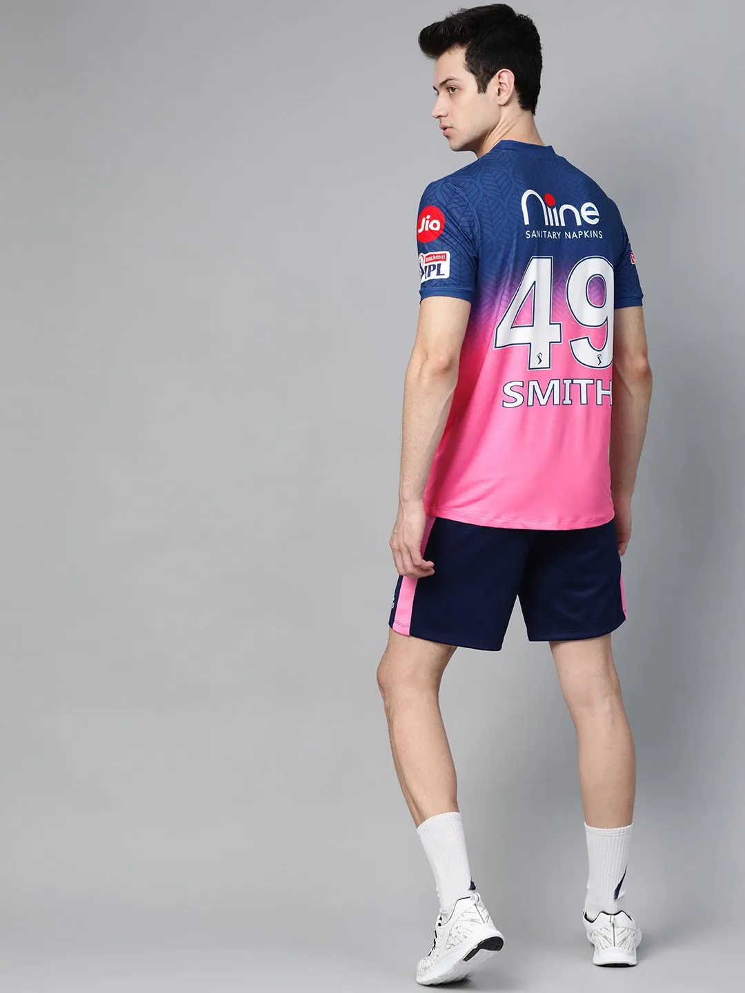 Alcis Men Blue Pink Rajasthan Royals Original Matchday Jersey