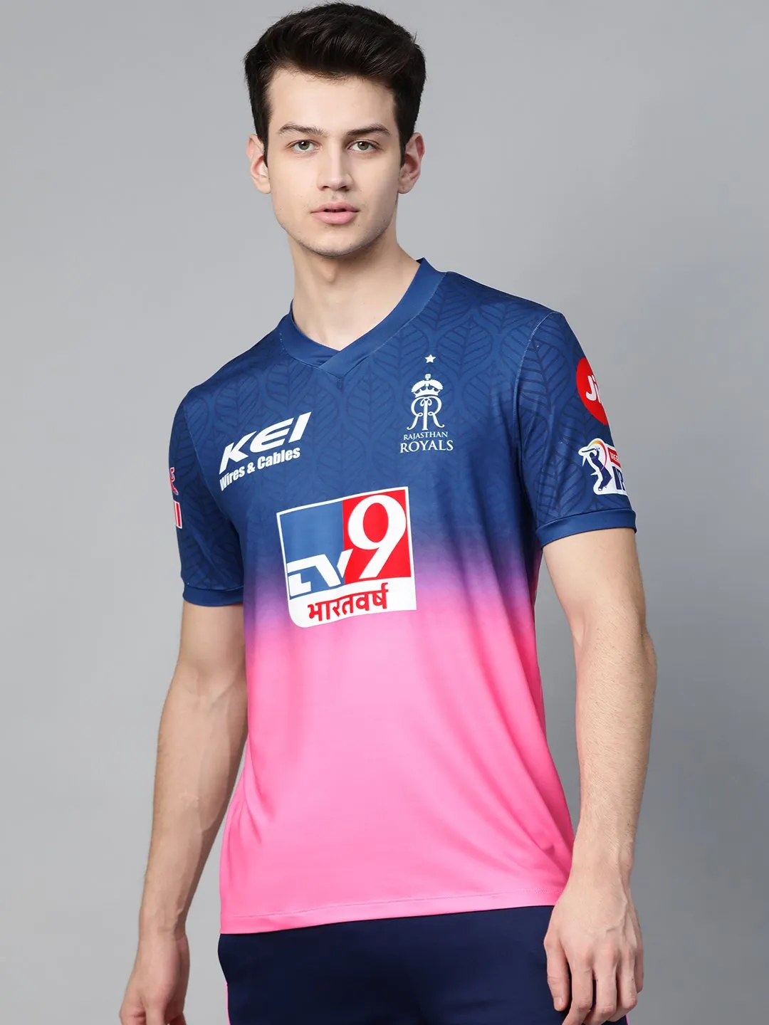 Alcis Men Blue Pink Rajasthan Royals Original Matchday Jersey