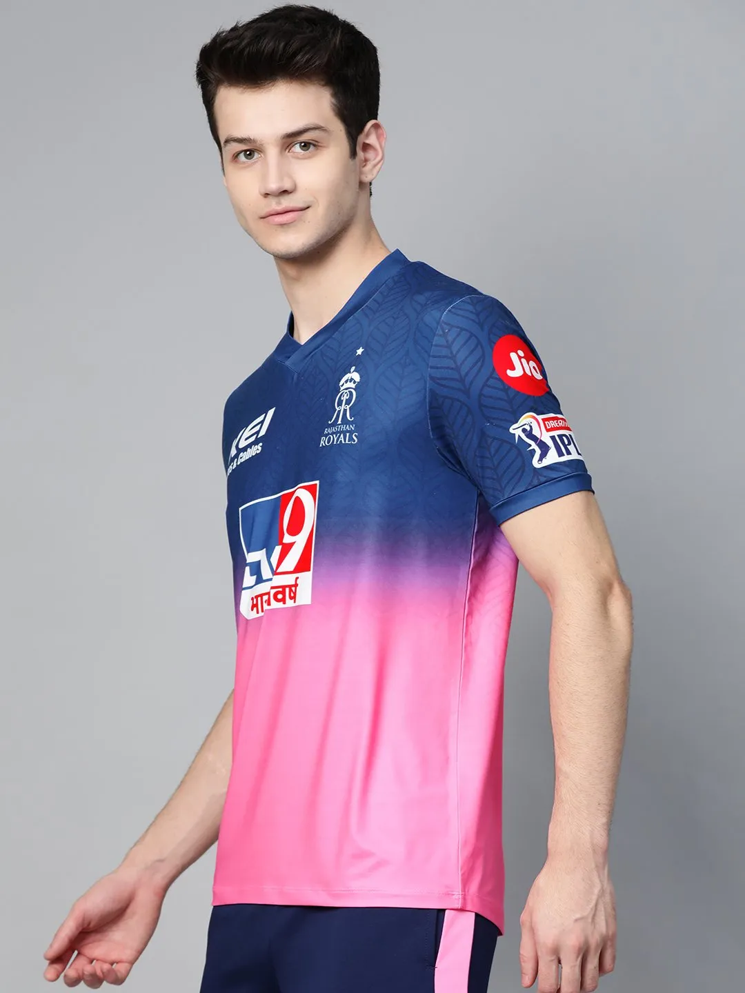 Alcis Men Blue Pink Rajasthan Royals Original Matchday Jersey