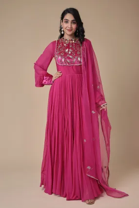 Anarkali Georgette Gown with Embroidery