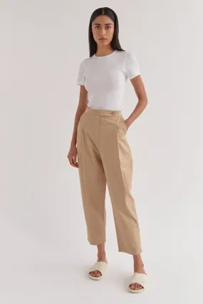 Assembly Label - Agnes Cotton Pleat Pant - Almond