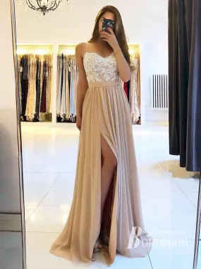 Attractive Chiffon Appliques A-line Prom Dresses Spaghetti Straps Dresses PD317