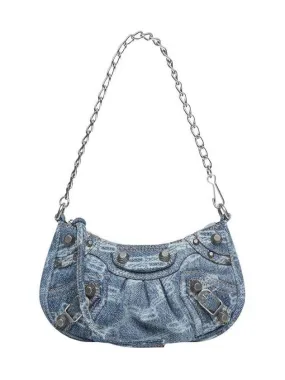 BB Monogram Denim Chain Mini Bag Blue