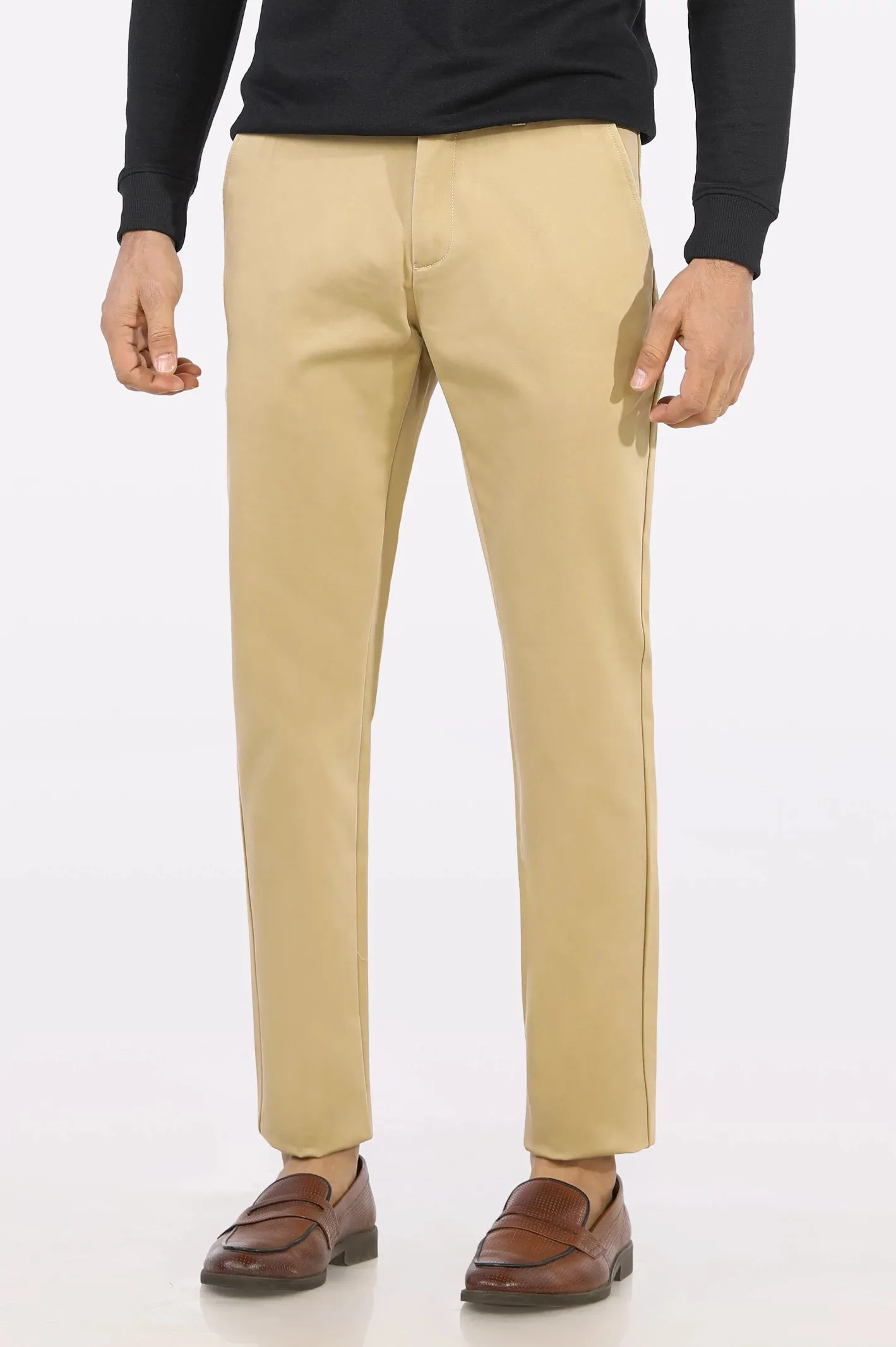 Beige Smart Fit Cotton Chino