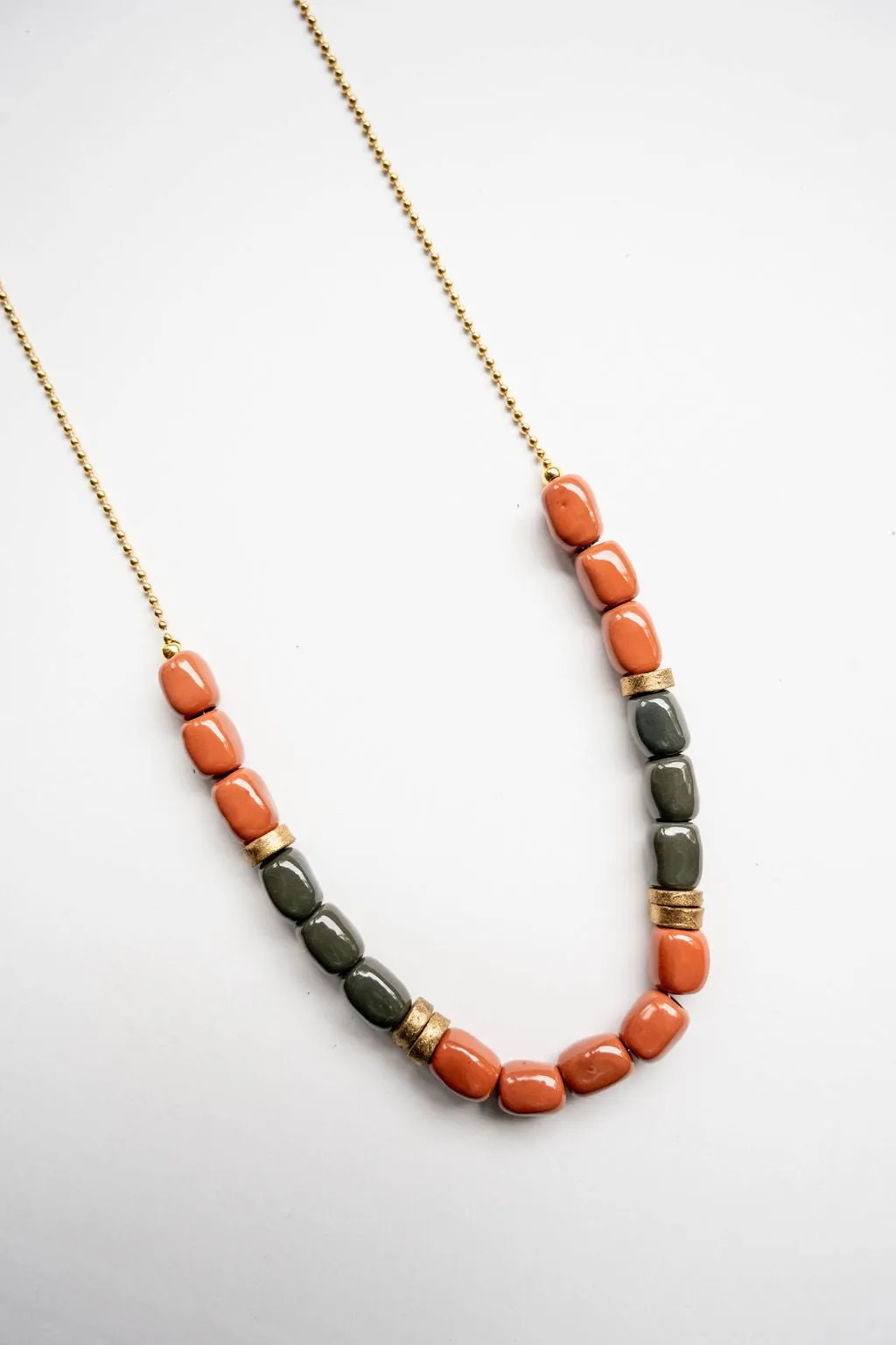 Bel Koz Mixed Elongated Clay Bead Necklace