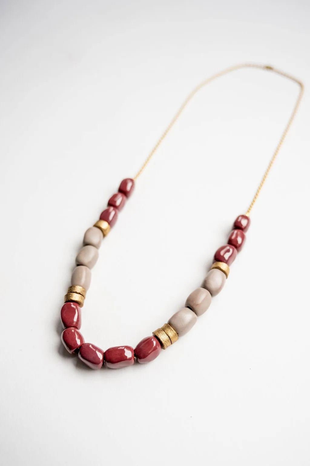 Bel Koz Mixed Elongated Clay Bead Necklace