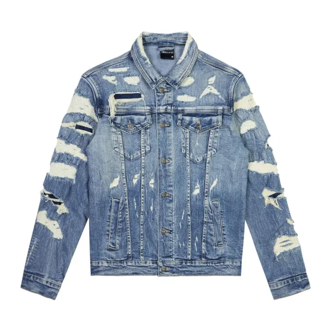 Big and Tall Overspray Utility Jean Jacket - Aspen Blue