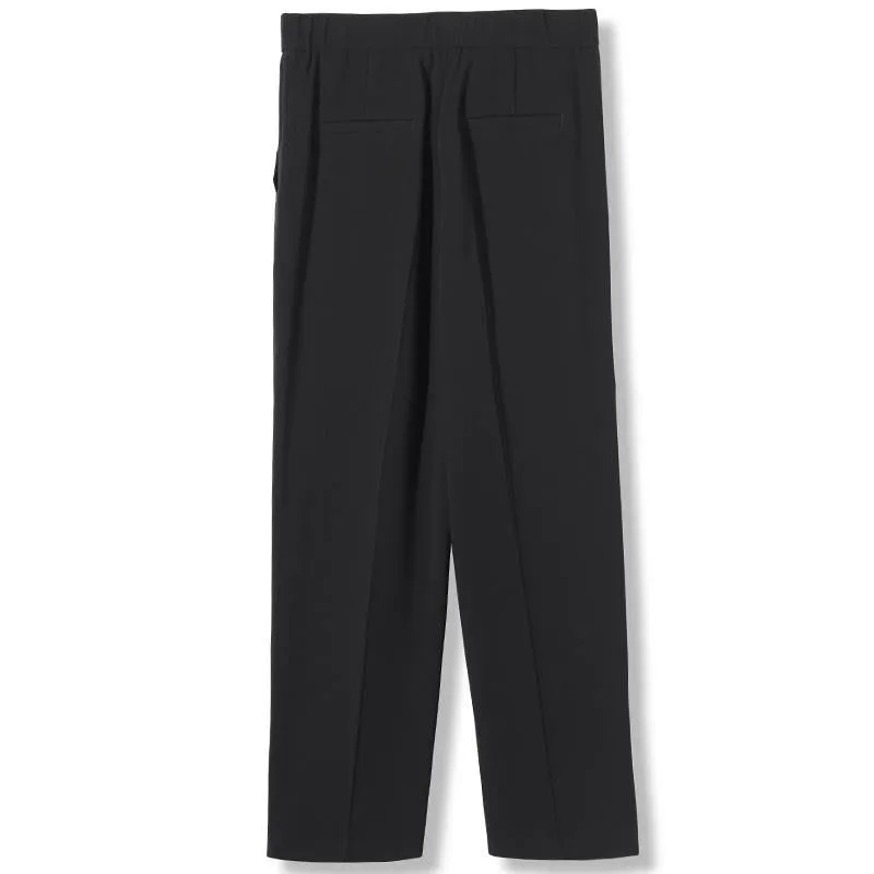 Black Triacetate Straight Women Pants