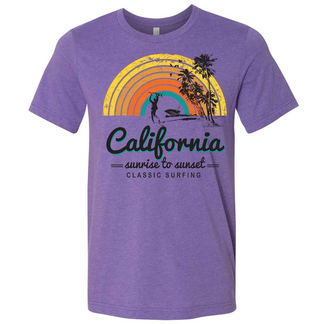 California Classic Sunrise Surfing Asst Colors Mens Lightweight Fitted T-Shirt/tee