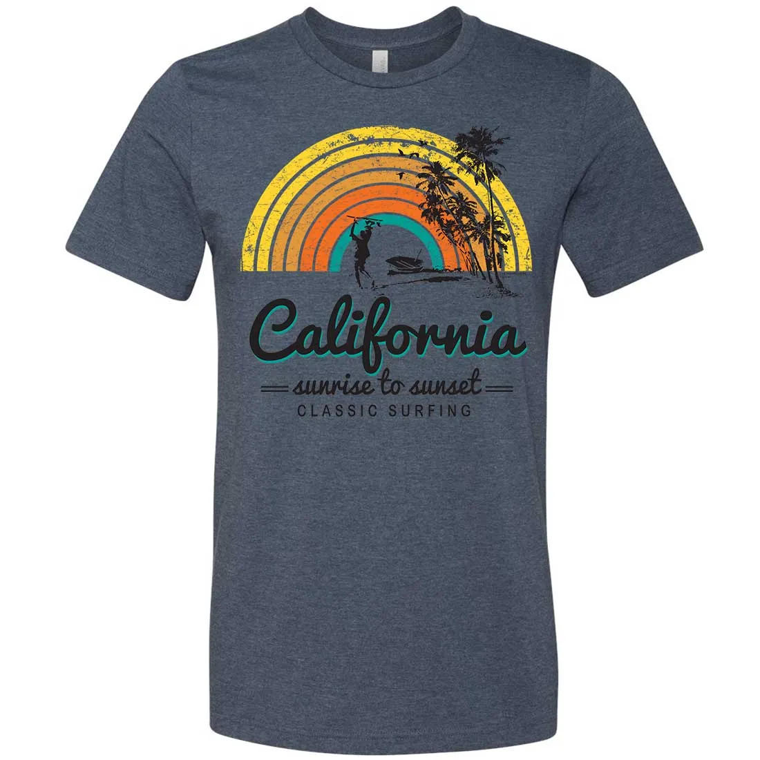 California Classic Sunrise Surfing Asst Colors Mens Lightweight Fitted T-Shirt/tee