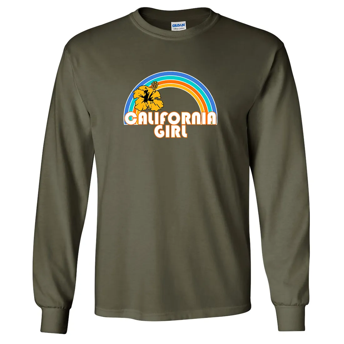 California Girl Rainbow Hibiscus Long Sleeve Shirt