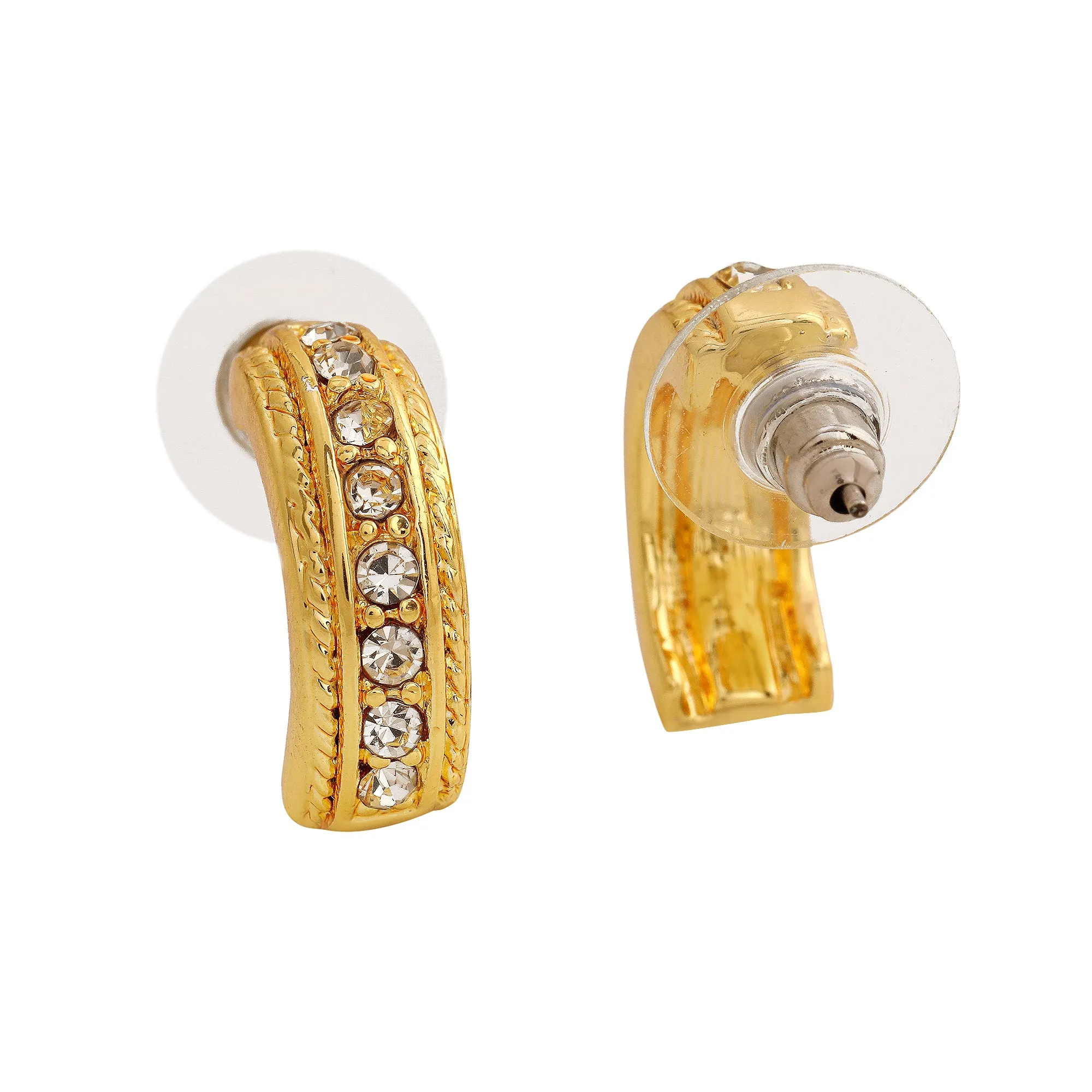 Candy Crystal Collection Gold Plated White Crystal Stud Earrings