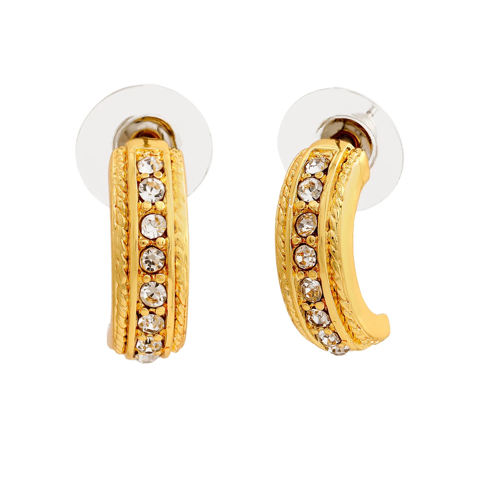 Candy Crystal Collection Gold Plated White Crystal Stud Earrings