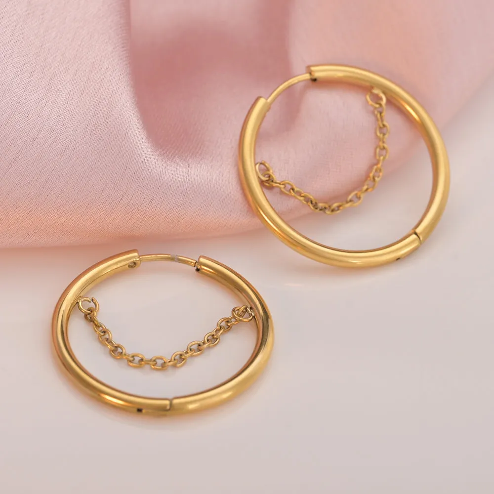 Chain Swing Hoop Earrings