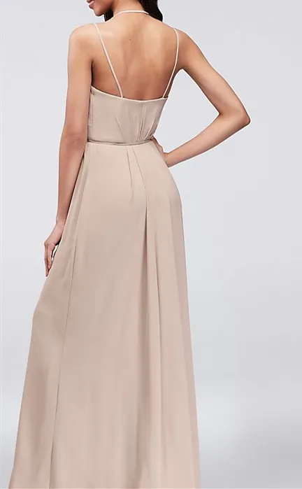 Charming Filament Spaghetti Straps A-line Bridesmaid Dresses With Slit BD109