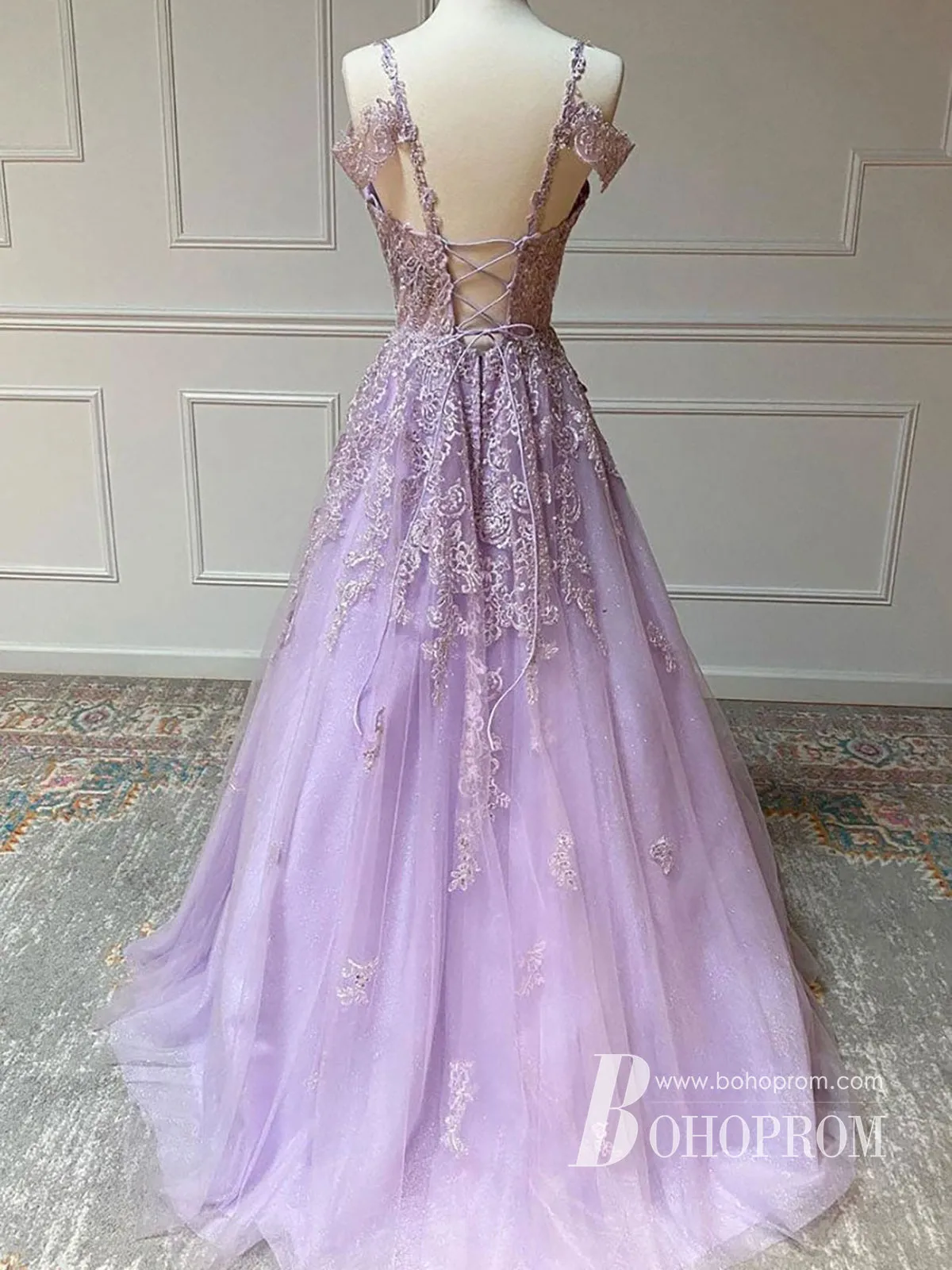 Charming Tulle A-line Prom Dresses With Appliques Rhinestones PD733