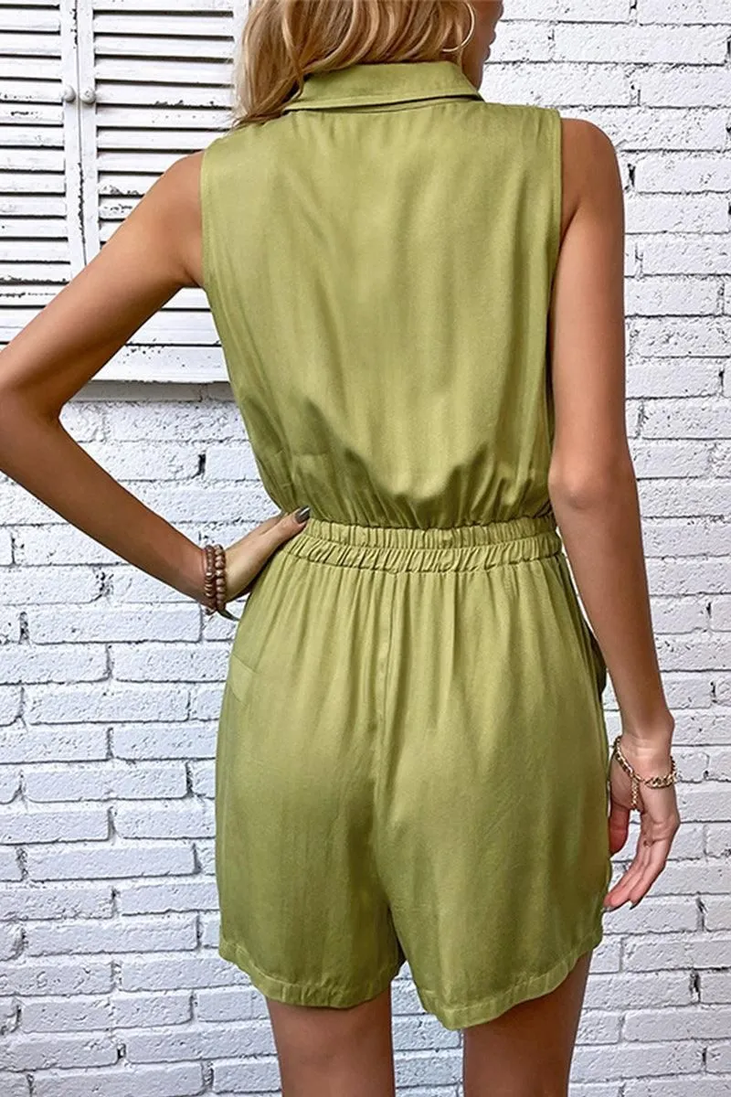 COLLARED SLEEVELESS JUMPSUIT