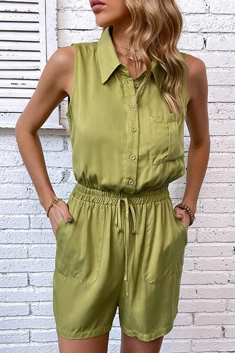 COLLARED SLEEVELESS JUMPSUIT