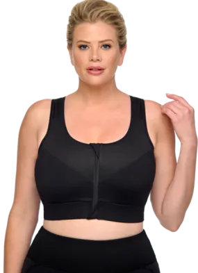 Compression Sport Bra, Wireless with Front zipper. OUR SPORT BRAS RUN BIG IN SIZE. Choose One Size Smaller Than Your Regular Size.