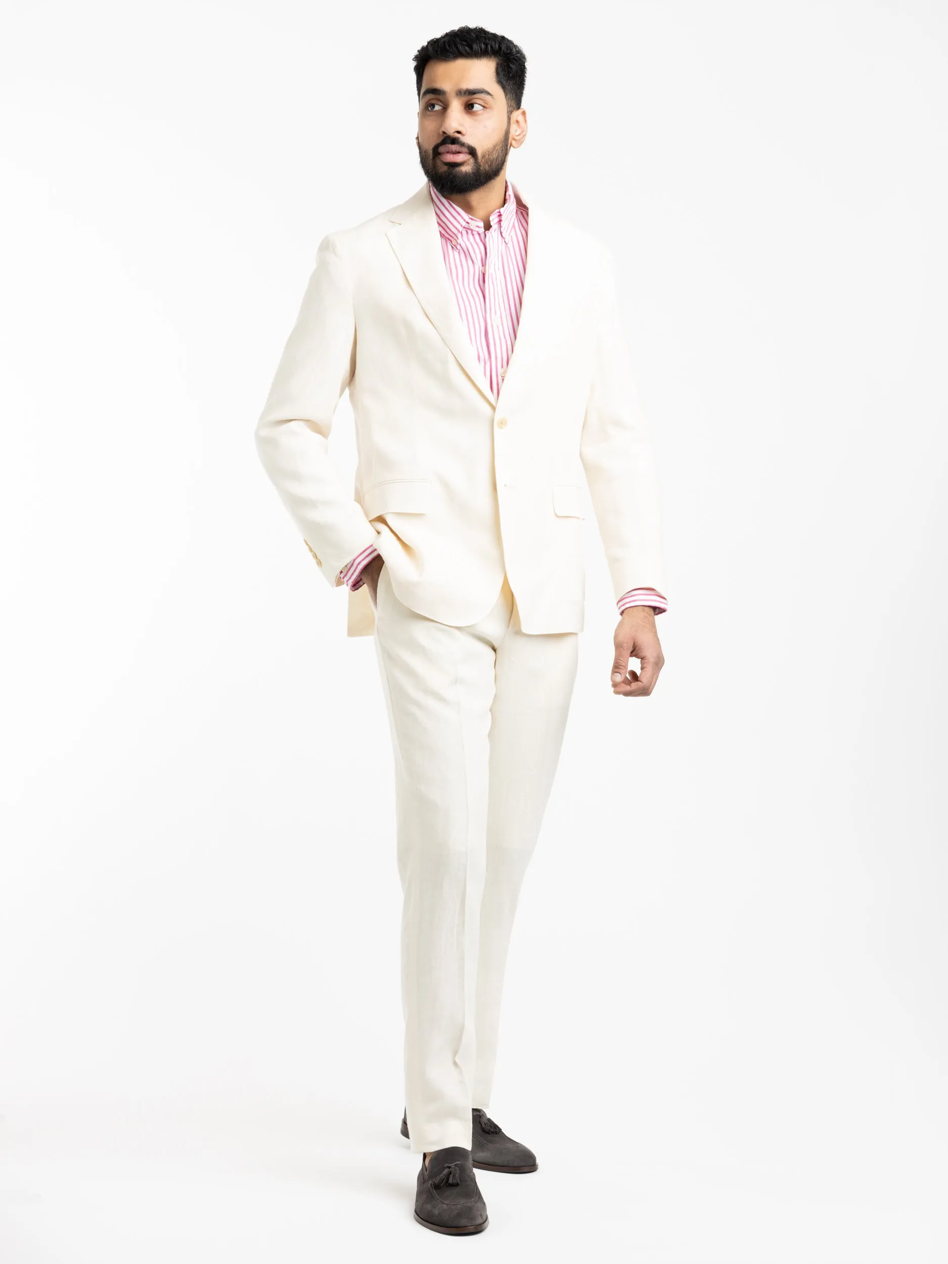 Cream Polo Tailored Linen Sport Jacket