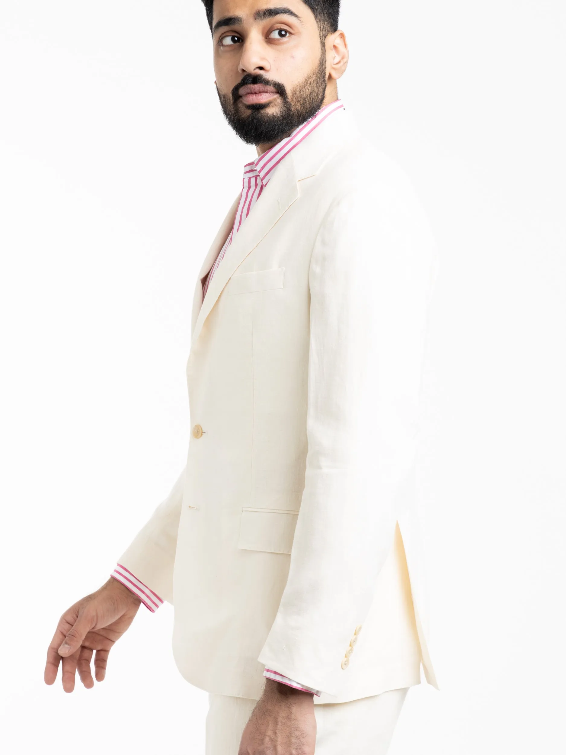 Cream Polo Tailored Linen Sport Jacket