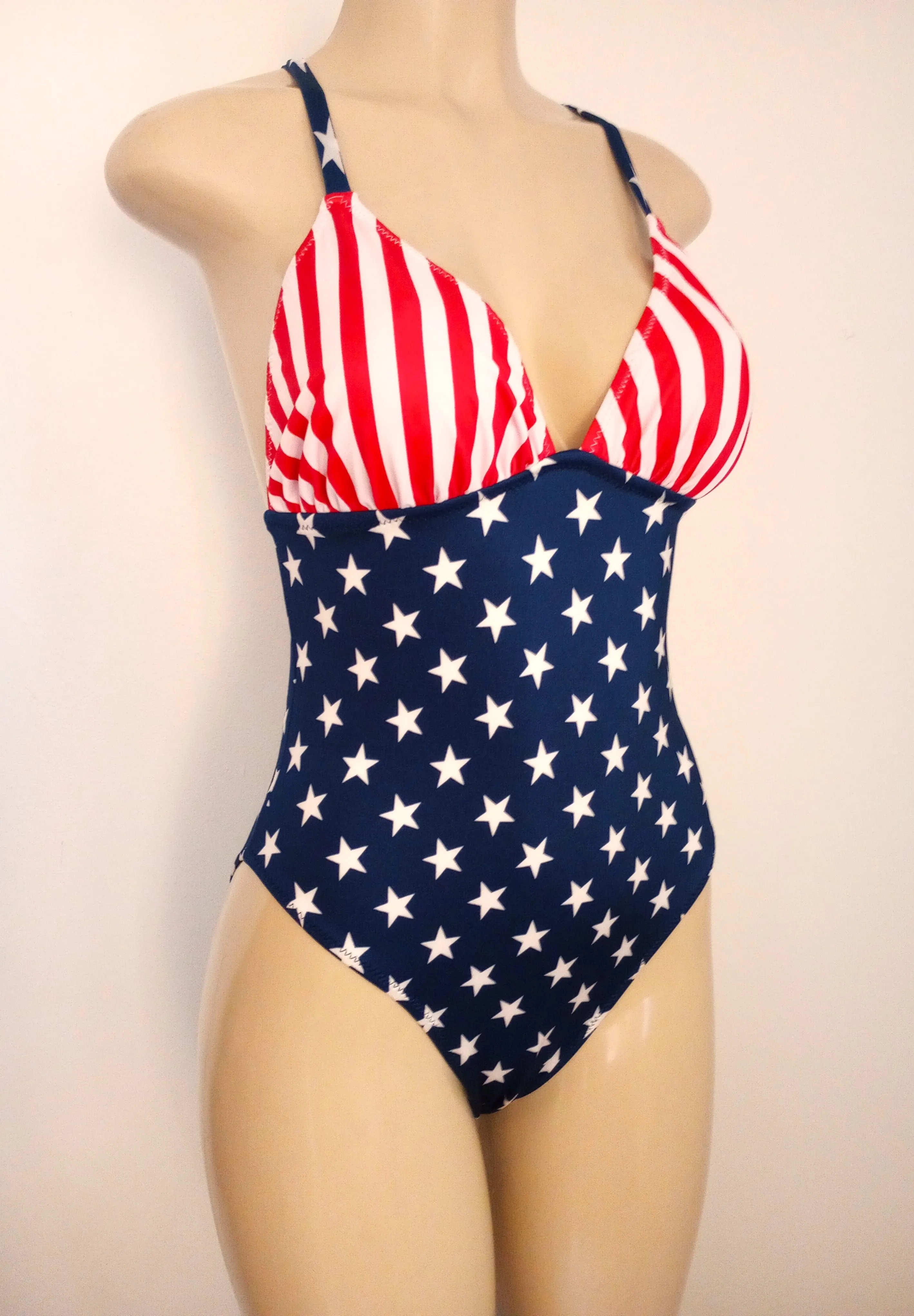 Crossover Back One Piece Swimsuit Women