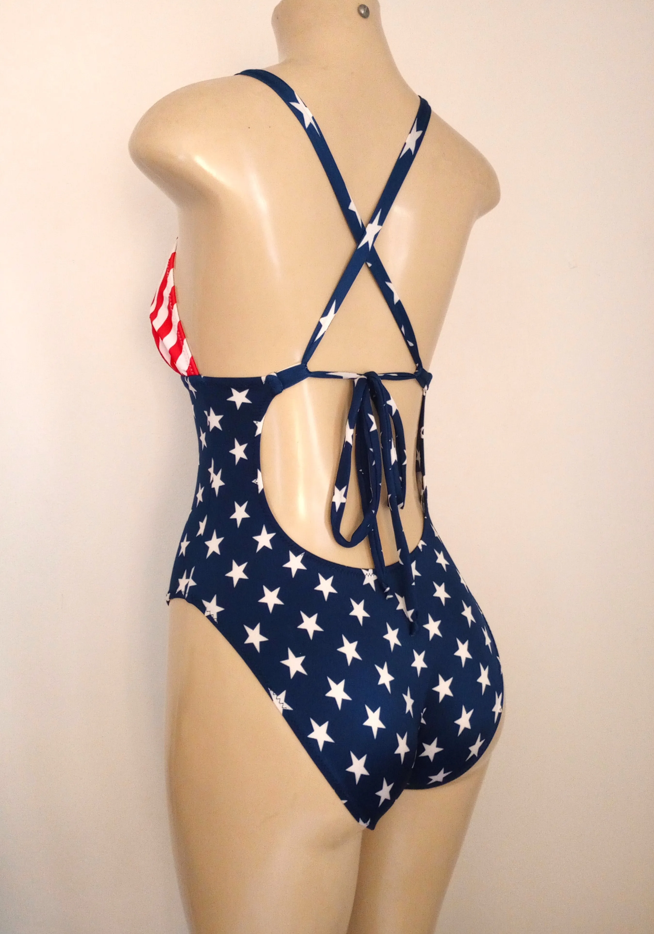 Crossover Back One Piece Swimsuit Women